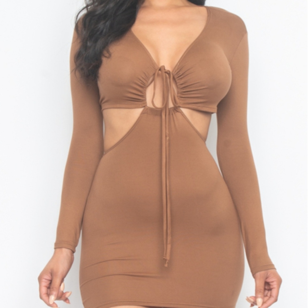 Mocha Long Sleeve Midi Dress